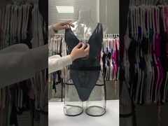 Biquíni feminino com decote em V profundo sexy apertado de uma peça com costura bronzeada